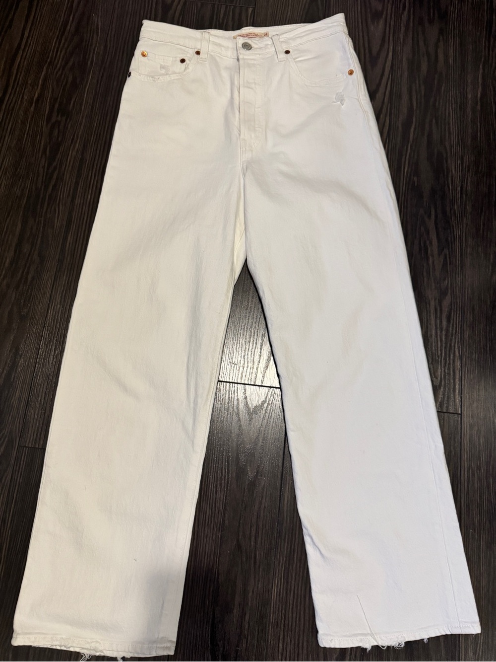 Levi's Ribcage Straight Ankle Jeans - White - size 28